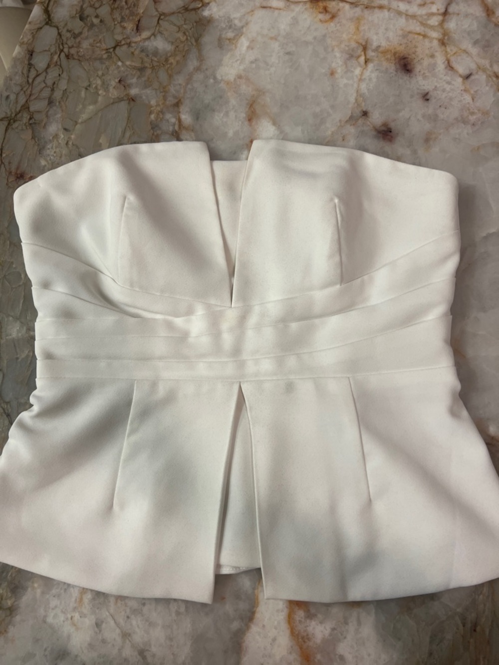 White House Black Market Strapless White Peplum Top Dress